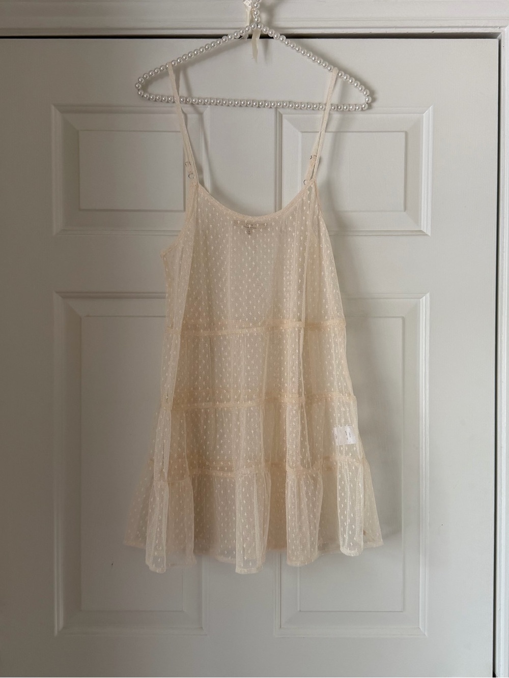 Chelsea & Violet Cream Swiss Dot Tiered Mesh Top Extender
